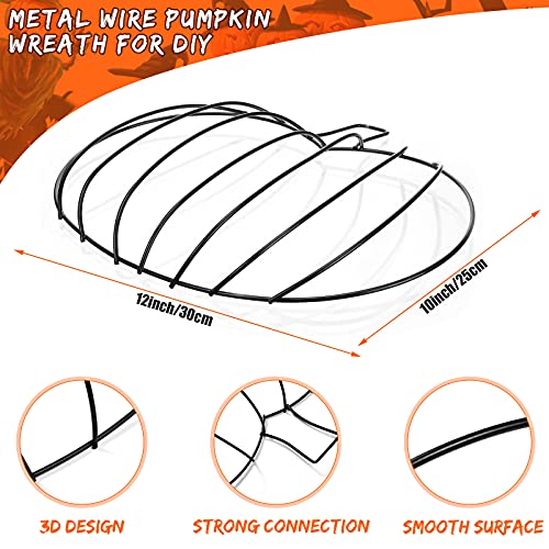 Fall Pumpkin Wreath Frames Set - Metal Wire Wreath Form for DIY Decor, 11.8 x 9.8 Inches, 4 Pack