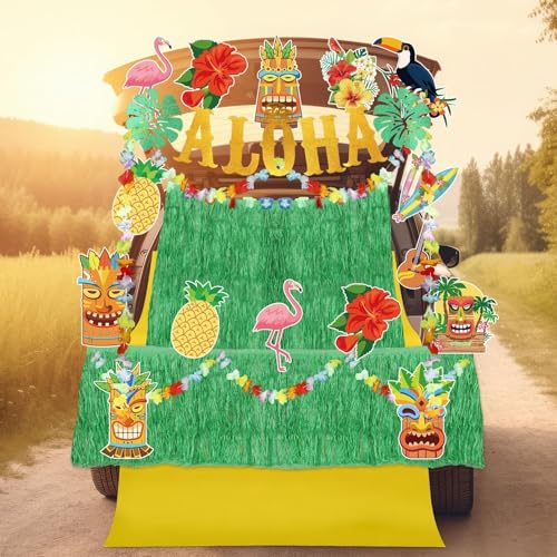Halloween Car Trunk Decoration Kit with Hawaii Tiki Theme for SUVs & Cars