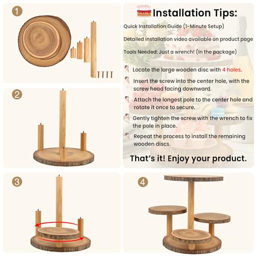 Wooden Cupcake Stand Display 4-Tier Rustic Dessert Cake Organizer for Weddings & Parties