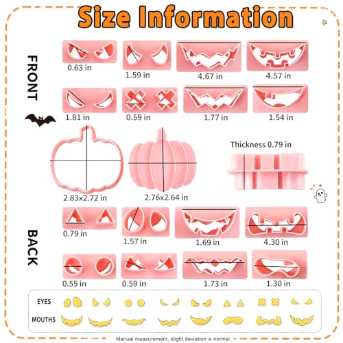 Halloween Cookie Cutters Set - Mini Pumpkin & Face Stamps for Halloween Baking - Halloween Pumpkin Variation