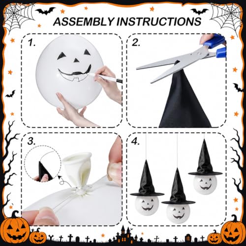 Halloween Witch Hat Decorations Set - Outdoor Balloon & Hanging Decor
