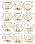Gold Geometric Tealight Candle Holders - 12 Pcs Wedding Table Centerpieces