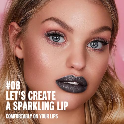 Metallic Lipstick & Lip Liner Set - Black Silver | Hydrating 3D Shine