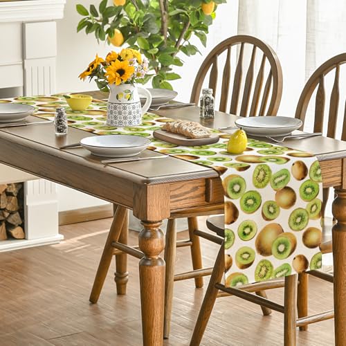 13x72 Inch Kiwi Fruit Spring Summer Table Runner - Seasonal Kitchen Decor