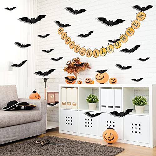 Halloween 3D Bat Wall Stickers Set - Realistic PVC Decoration for Party & Home
