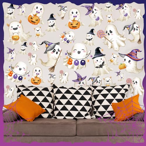 Halloween Ghost Wall Decals - Removable Stickers for Party & Home Decor - 74 Pieces - Variation: Ghost