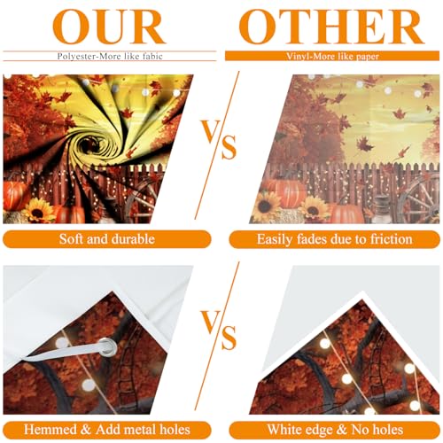 Fall Thanksgiving Backdrop Banner 10x8ft Farm Harvest Hay Photo Decor - Gold Variation