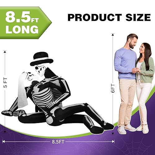 Halloween Inflatable Skeleton Couple - 8.5 FT Cuddling Spooky Decor with LED Lights - Variation of This Listing