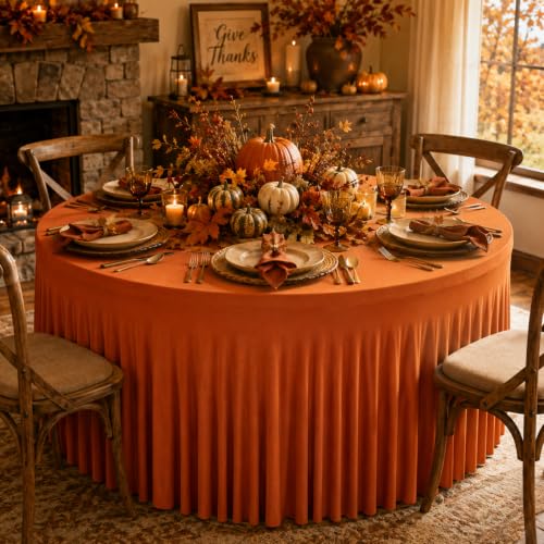 Burnt Orange Round Tablecloth 72 Inch for Fall Weddings & Holidays - Variation of Burnt Orange / 72 Inch-1 Pack
