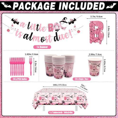 Pink Little Boo Baby Shower Decorations Set - Plates Napkins Tableware Halloween Girl