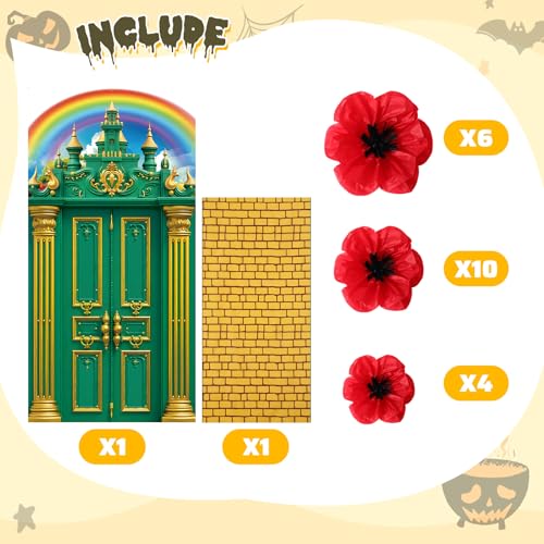 Halloween Green Castle Door Cover & Yellow Brick Floor Runner Set