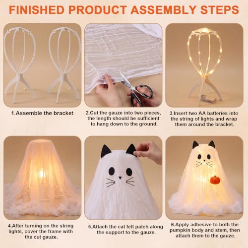 Halloween Ghost Cat Light Set with DIY Crafts & Decorations - Variation of Ghost Cat