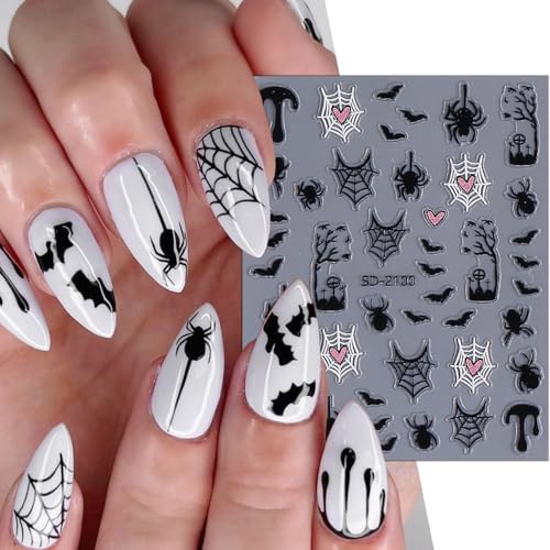 Halloween Nail Stickers Set - Ghost, Spider, Bat Web Decals for Nail Art