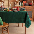 Christmas Jacquard Rectangle Tablecloth 60 x 120 Inch Green Flower Variation