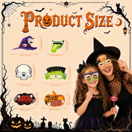Halloween Photo Booth Props Set - 30 Pcs Witch Pumpkin Bat Ghost Spooky Party Decorations - Ghost 52 Pcs Variation