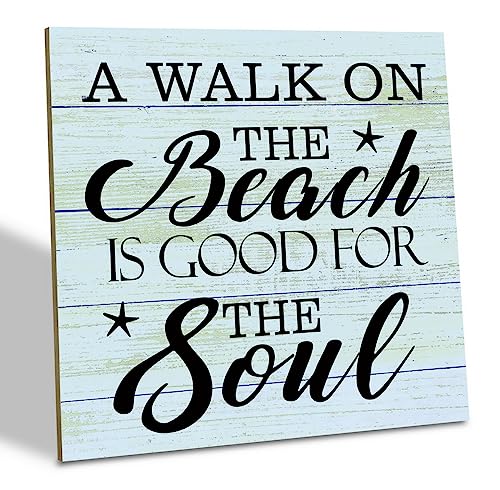 Beach Wood Sign - A Walk on the Beach Is Good for the Soul - Rustic Plaque, Seaside Home Decor, Beach Sign 04