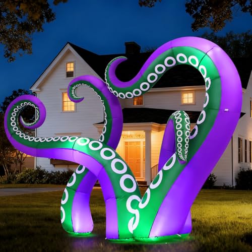 7.2 FT Inflatable Octopus Holiday Yard Decoration with LEDs for Outdoor Garden & Party