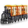 Halloween Snow Globe Lantern with Skeleton, Train Scene, Timer, Indoor Decor - Halloween Train Variation