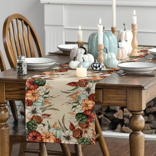 Artoid Mode 210 GSM Fall Table Runner 13x90 Inch Beige Home Decor