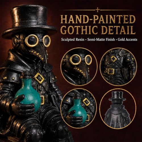 Halloween Plague Doctor Figurines Set - Gothic Resin Shelf Decor, 3 Pieces