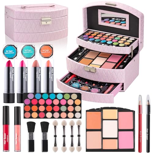 Pink Makeup Kit for Teen Beginners - Complete Cosmetic Set with Case