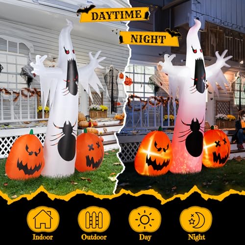11.8FT Halloween Inflatable Ghost Spider Pumpkin Decoration - Giant Outdoor Decor