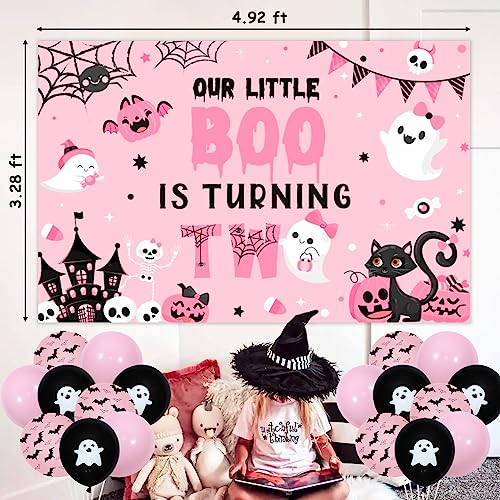 Halloween Girls 2nd Birthday Party Decorations Set with Balloons & Backdrop