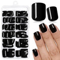 AddFavor Black Short Press On Nails - 144pcs Fake Acrylic Nails with Adhesive Tabs