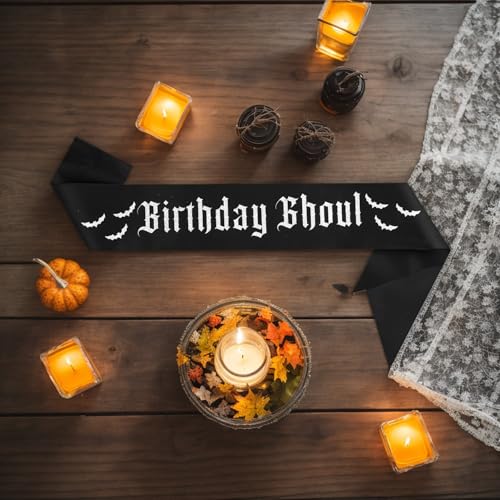 Gothic Birthday Sash with Bats - Spooky Halloween Party Accessory