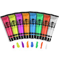 UV Blacklight Neon Face & Body Paint Set - 8 Colors, Washable, Glow in Dark