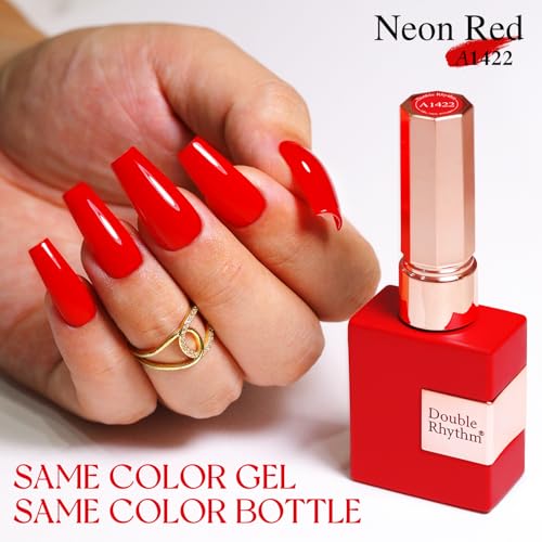 Gel Nail Polish 15ML - Neon Red - Same Color, Soak Off, Long-lasting Manicure