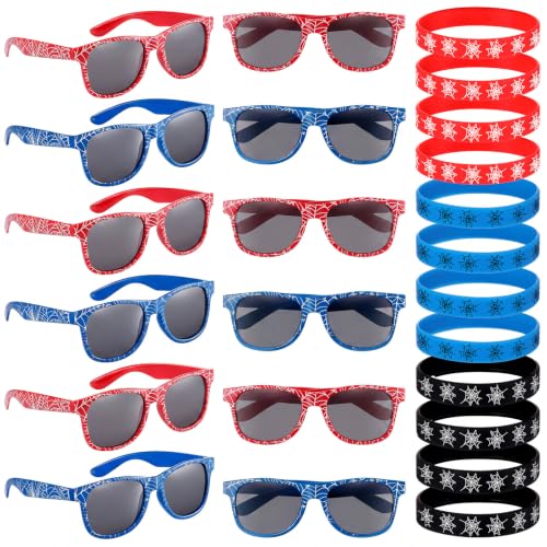 Kingdder 48 Pcs Spider Web Party Favors - Sunglasses & Wristbands, Classic