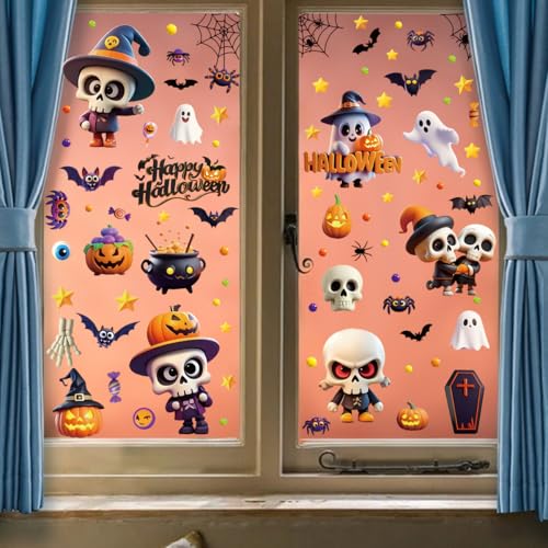 Halloween Ghost Static Cling Stickers - 95 Pcs Spooky & Cute Decorations