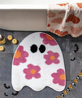 Halloween Ghost Bath Mat 20x24 Inch White Non-Slip Microfiber Rug for Bathroom Decor