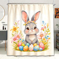 Multicolor Easter Shower Curtain Set - 72x72 Inch Waterproof Bunny & Flowers Bathroom Decor