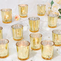 Gold Votive Candle Holders Set of 24 - Elegant Mercury Glass Tea Light Holders