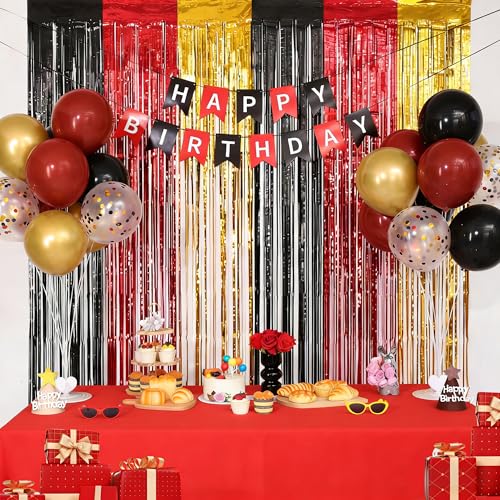 Magical Red Black Gold Halloween Birthday Decorations Set - Party Supplies