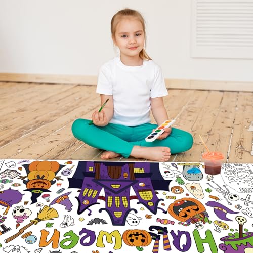 Halloween Giant Coloring Poster - 31.5 x 72 Inch, Group Activity & Party Decor