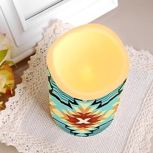 Southwest Native American Triba Flameless Candles Set with Remote - Color Changing & Timer - 4 Pack