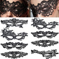 6-Piece Black Lace Eye Masks Set for Costume Parties and Masquerades