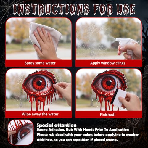 Halloween Blood Eye Window Clings - Spooky Web Design for Party Decor