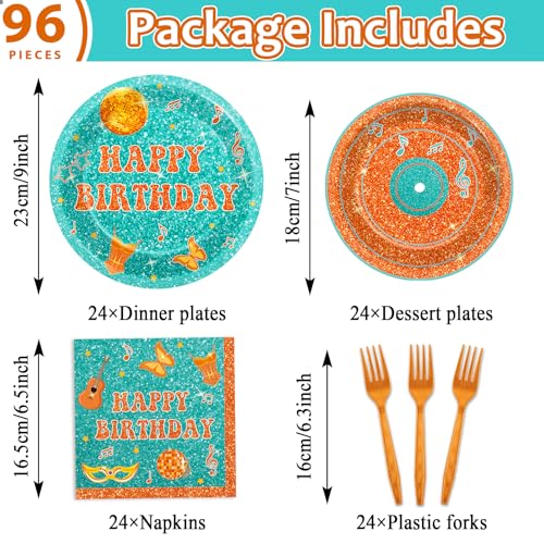 ZOIIWA Popular Singer Party Paper Plates and Napkins Set - Music Theme Tableware for 24 Guests
