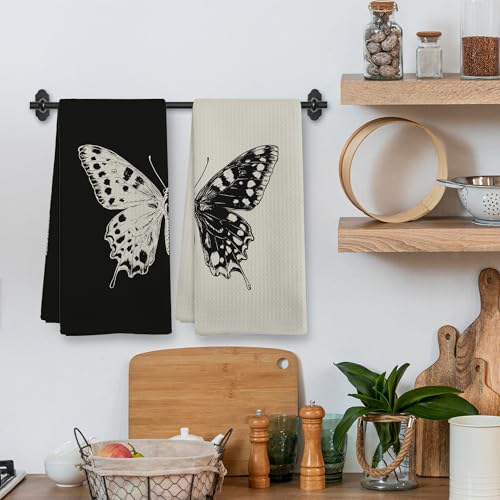 Boho Butterfly Kitchen & Bathroom Towels Set - 2 Pack, 16x24 Inches