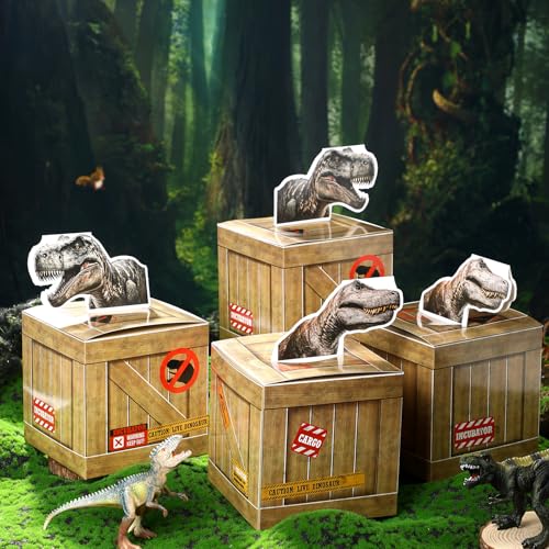 12 Pack Dinosaur Party Boxes - Dinosaur Theme Centerpieces for Birthday & Halloween