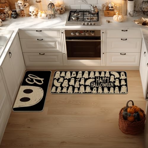 Halloween Kitchen Mat Set of 2 - Non-Slip Decorative Floor Mats for Home Decor