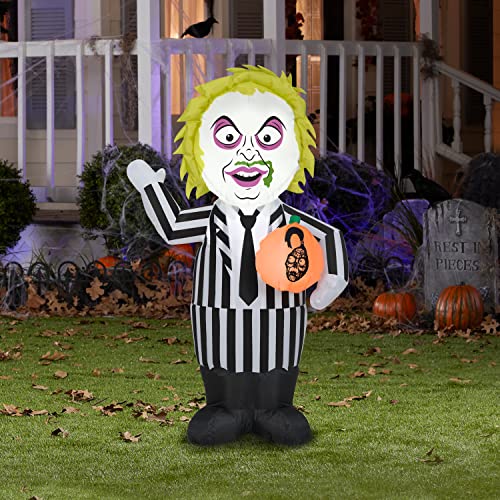 3.5 Ft Lighted Halloween Inflatable Beetlejuice Yard Decoration Outdoor Decor