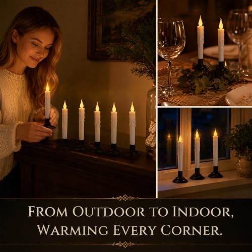Outdoor Solar Candle Stake Lights Set of 6 - Flameless Halloween Yard Decor