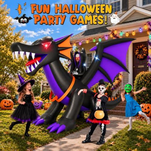 11FT Halloween Inflatable Dragon with LED Lights - Outdoor Yard Decor
