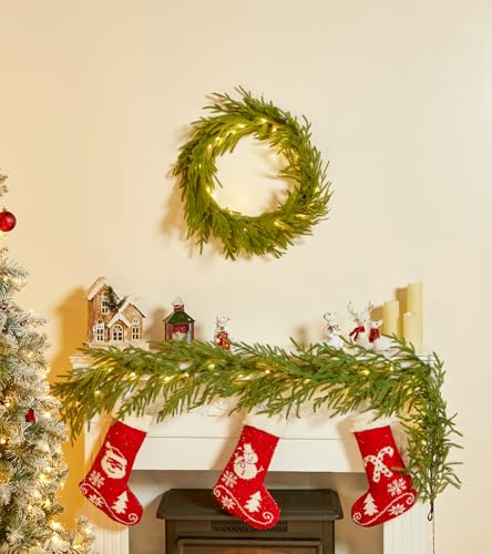 6Ft Prelit Christmas Garland with Lights - Norfolk Pine, 2 Pack, Battery Operated Variation