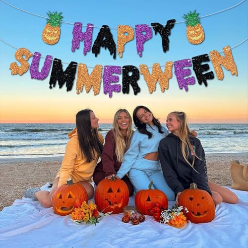 Summer Halloween Banner for Party Decorations - Beach & Tropical Theme